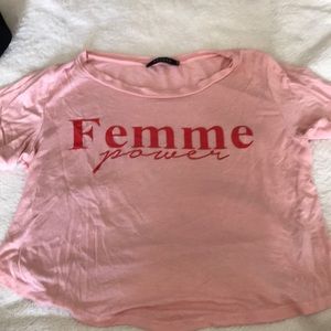 Papaya pink "Femme forever" t-shirt